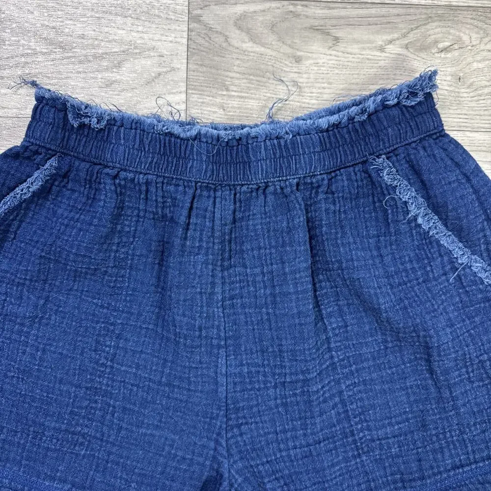 Aerie Gauzy High Waisted Shorts Pull On Stretch Dark Blue sz S - Picture 2 of 5
